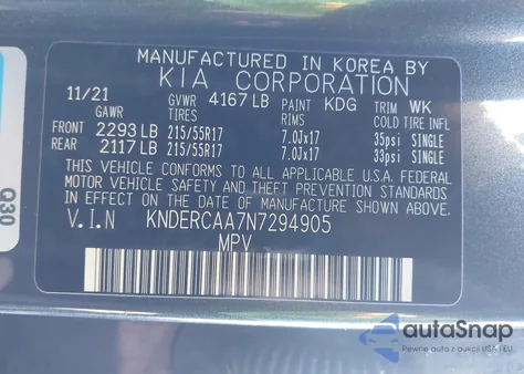 2022 Kia Seltos Ex from USA, damaged, VIN KNDERCAA7N7294905